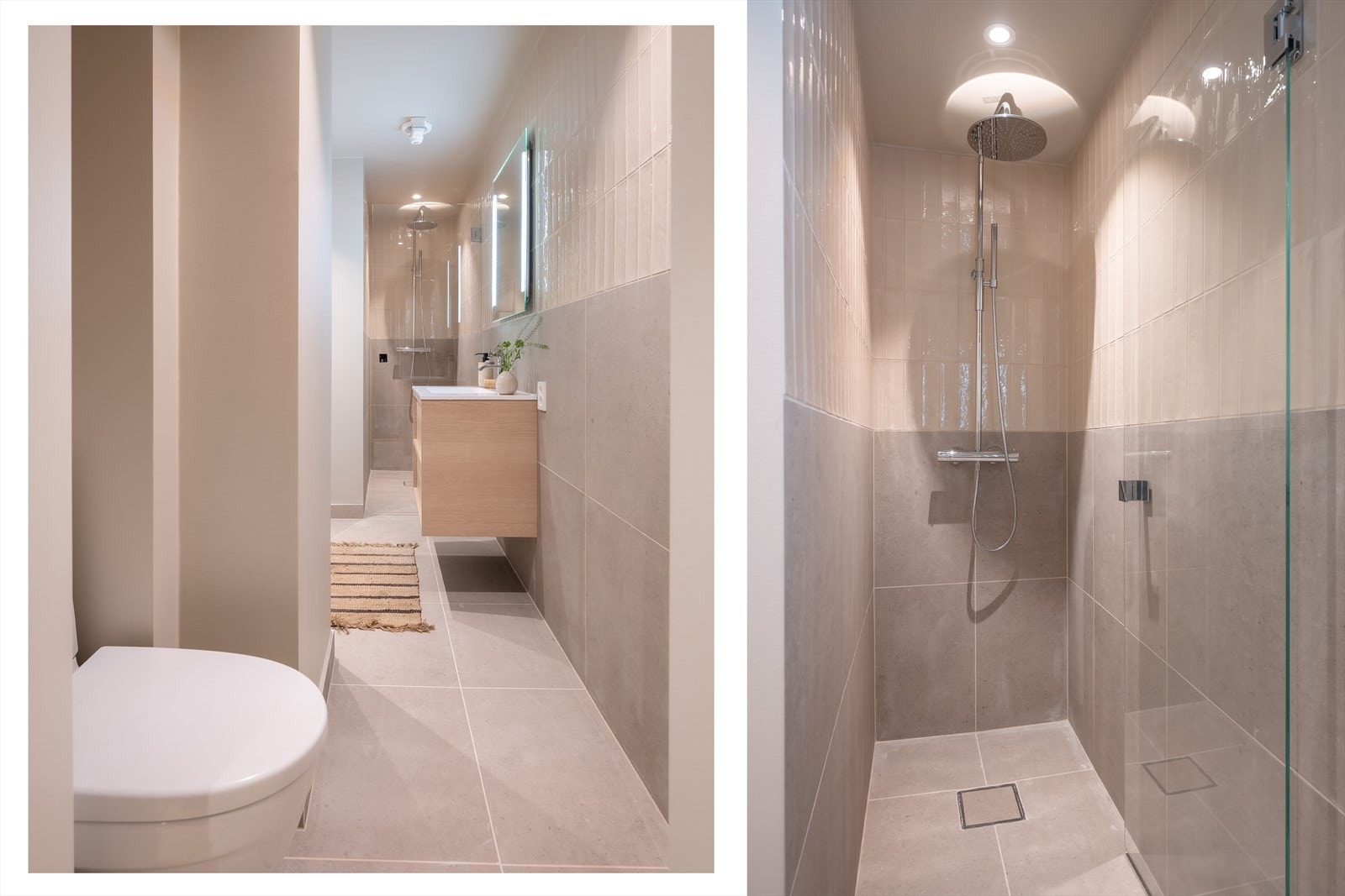 Badet ble i likhet med resten av leiligheten pusset opp i 2025. Her får du virkelig spafølelsen hjemme. Galleribilde