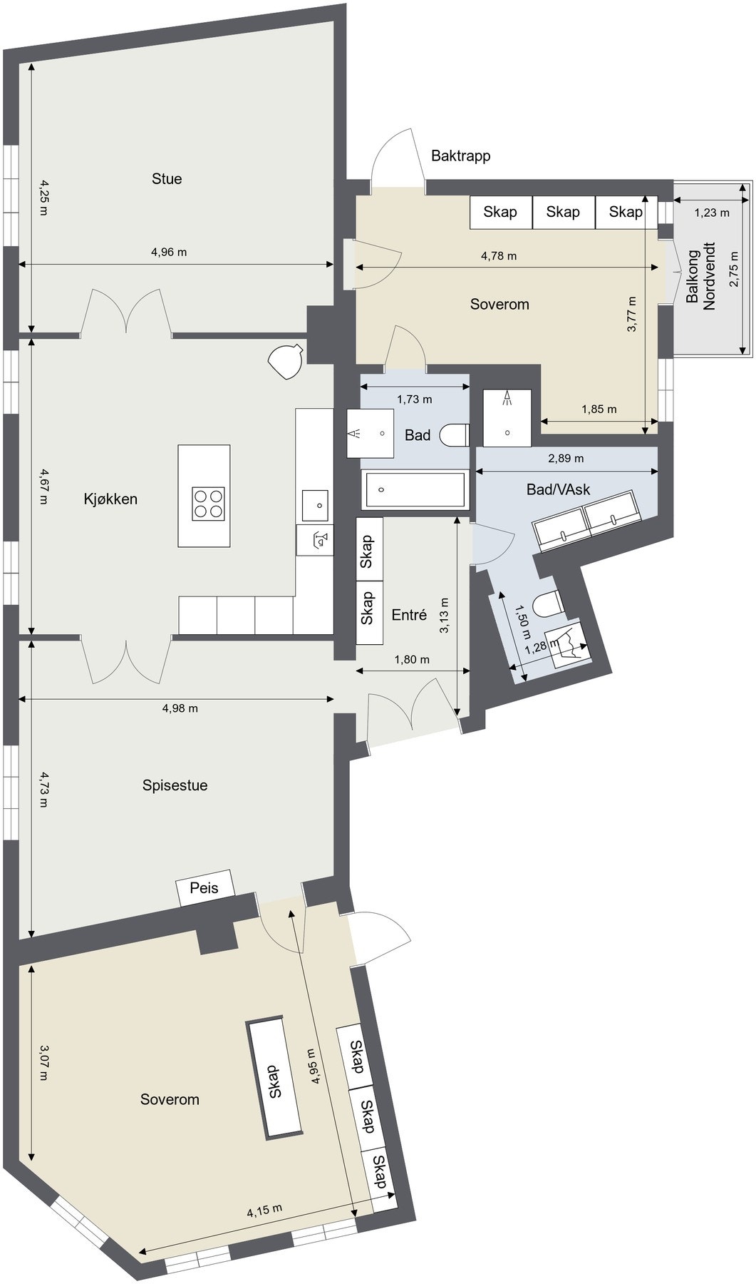 Plantegning. Skissen er ikke målbar og kun ment som illustrasjon. Avvik kan forekomme. Galleribilde