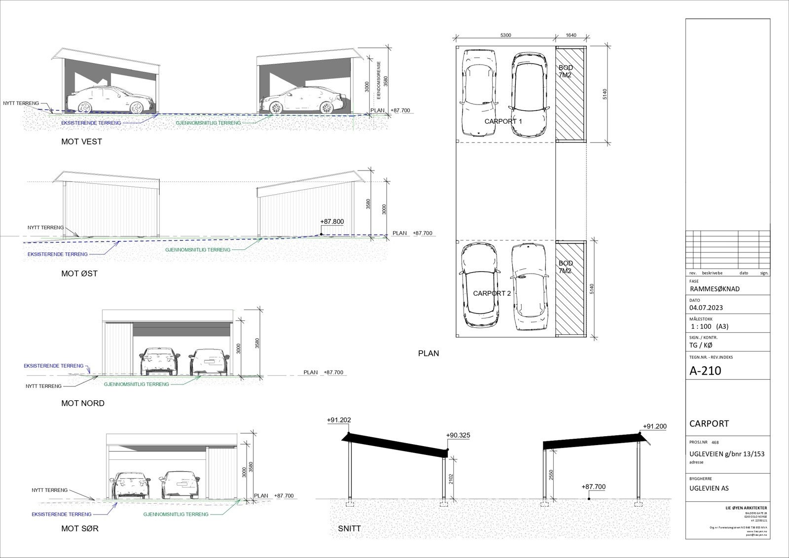 Skisse carport Galleribilde