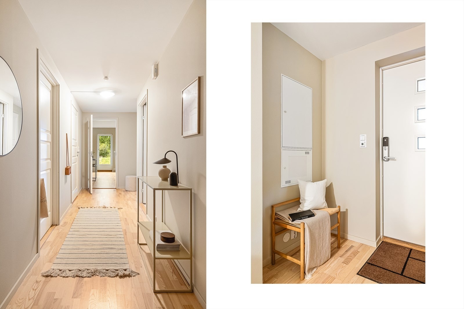 Entré/gang med rom for jakkeoppheng og skohyller. Tilkomst til en innvendig bod på 5,3 m², der det er god plass til øvrig garderobeinnredning. Galleribilde