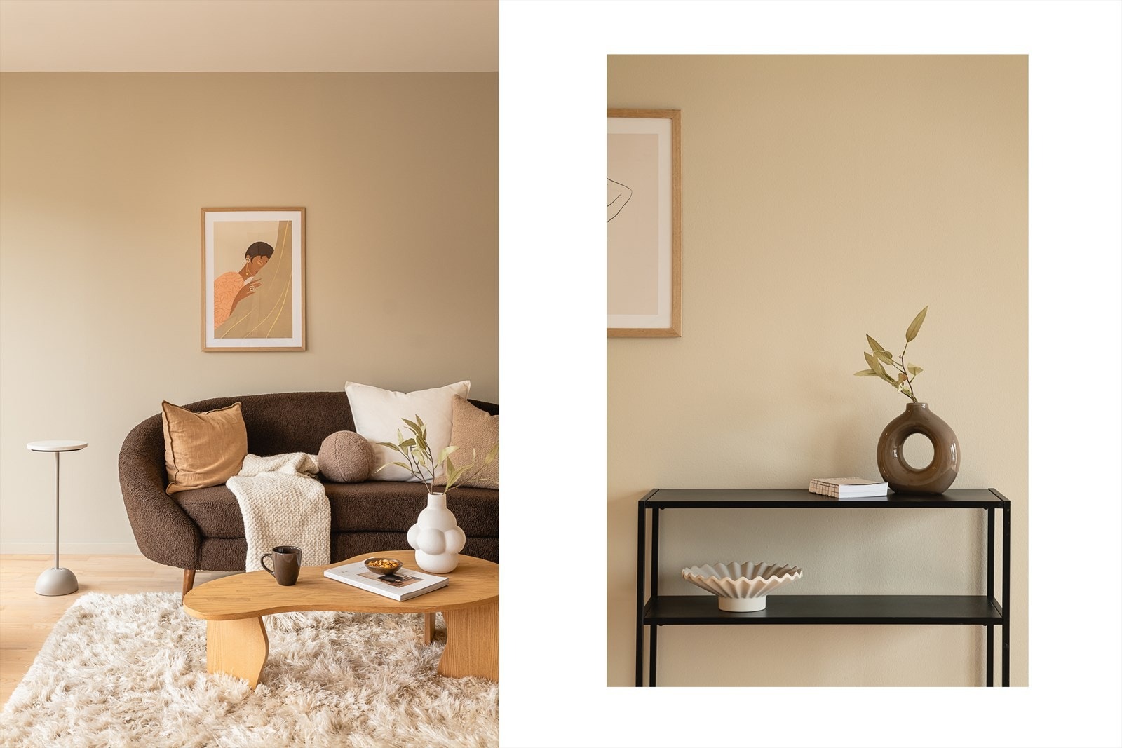 Stuen har lune farger på veggene som gir boligen et moderne utrykk. Overflatene er nymalte. Galleribilde