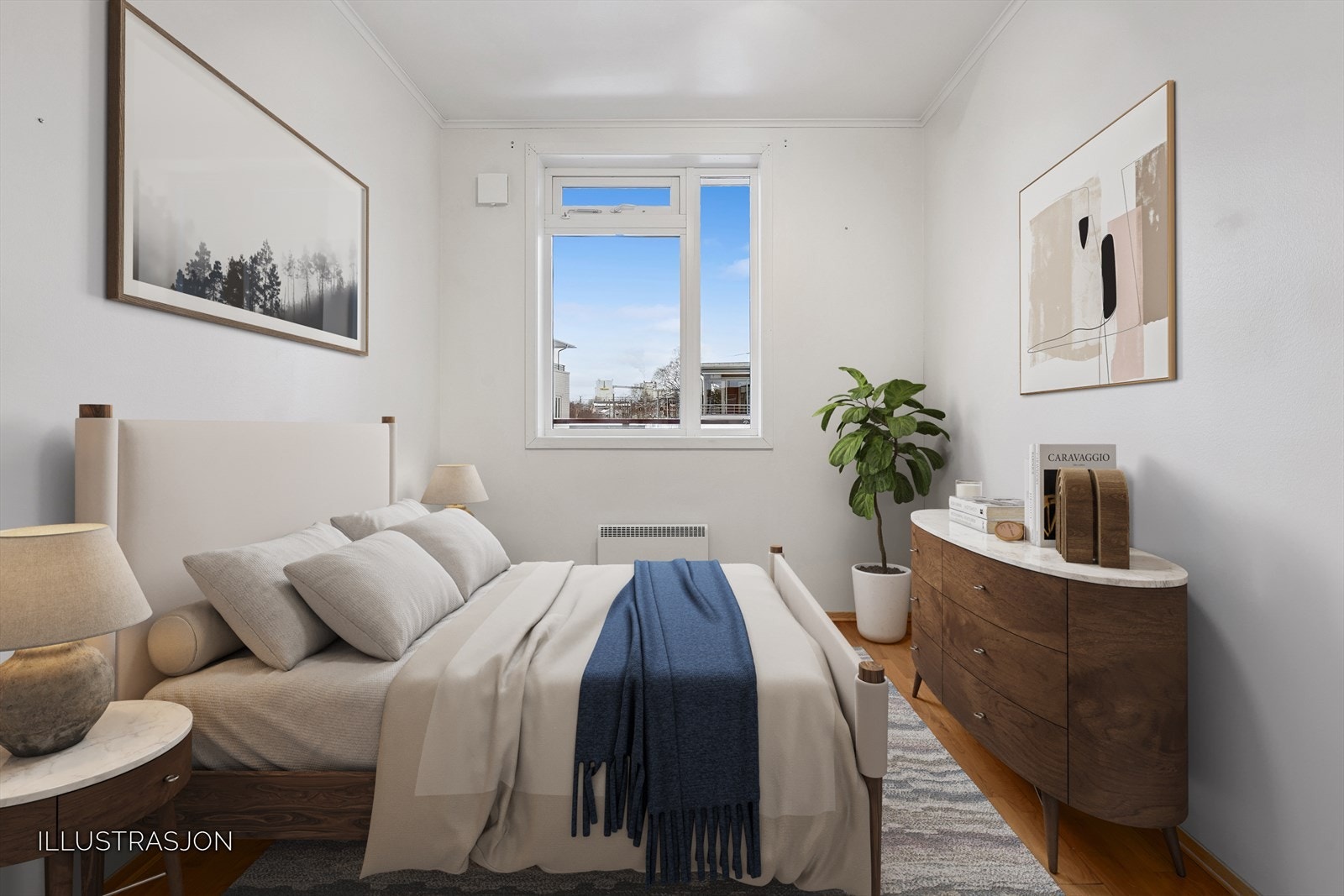 Soverom 2. Også dette soverommet har plass til seng og garderobeskap. Galleribilde