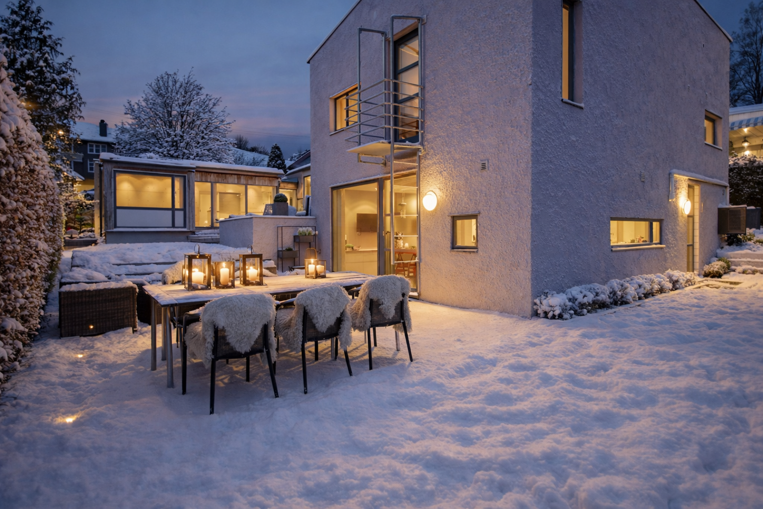 Velkommen til Heggelibakken 67 - Foto: Studio Oslo - Bilde er sesongjustert med snø generert av KI. Galleribilde