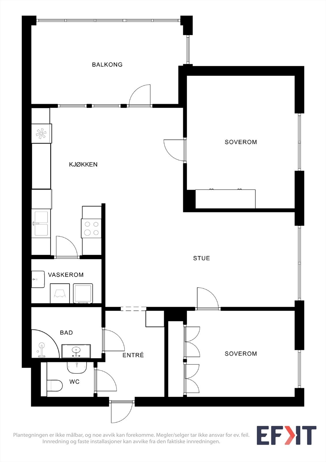 God planløsning på leiligheten. Galleribilde