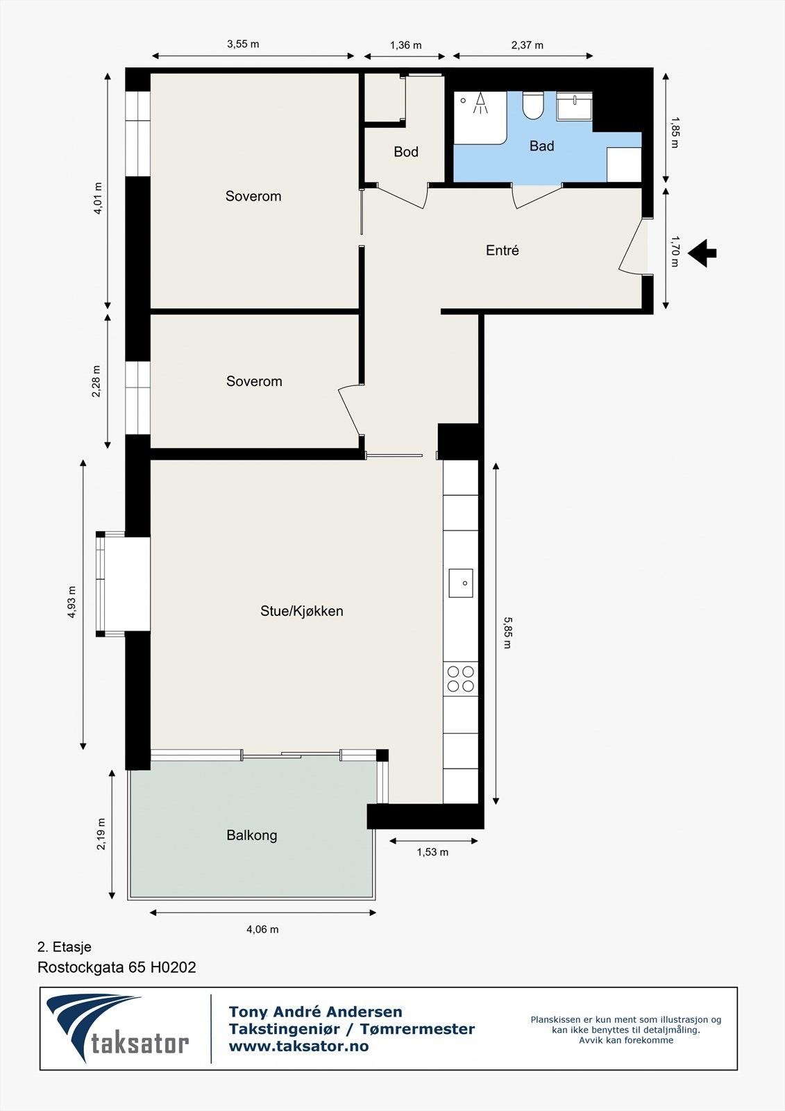 Plantegning - Rostockgata 65 H0202 - 2. Etasje - Ikke målbar Galleribilde
