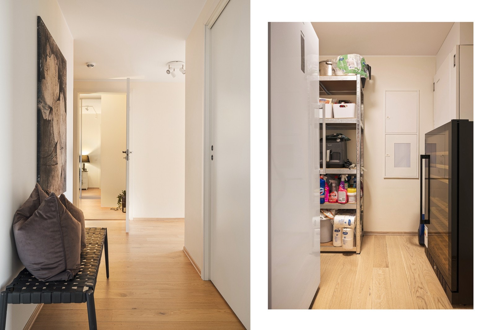 Boligen har gode oppbevaringsløsninger med både en egen bod inne i leiligheten og en separat bod i garasjeanlegget. Galleribilde