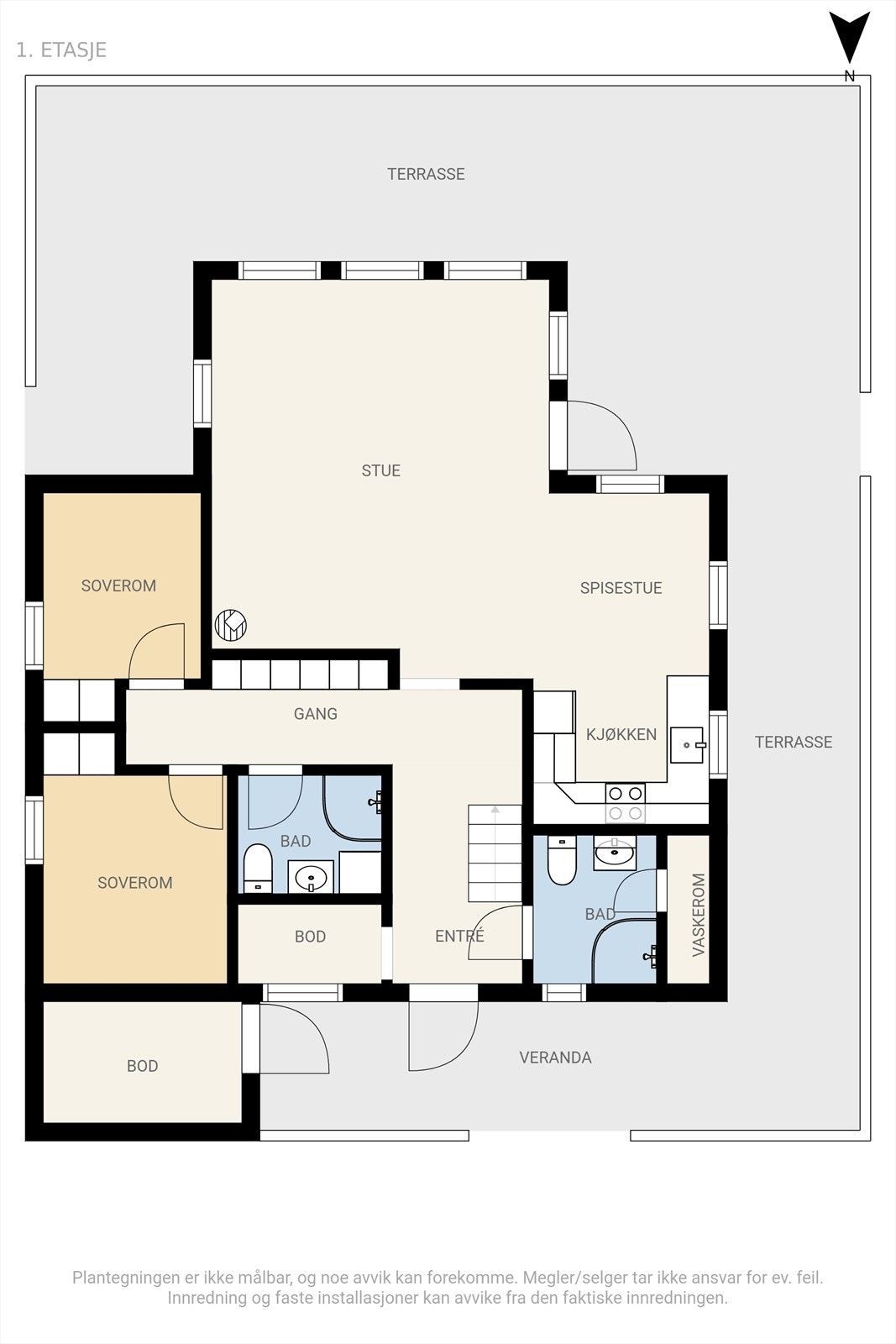 Plantegning 1 etasje. Galleribilde