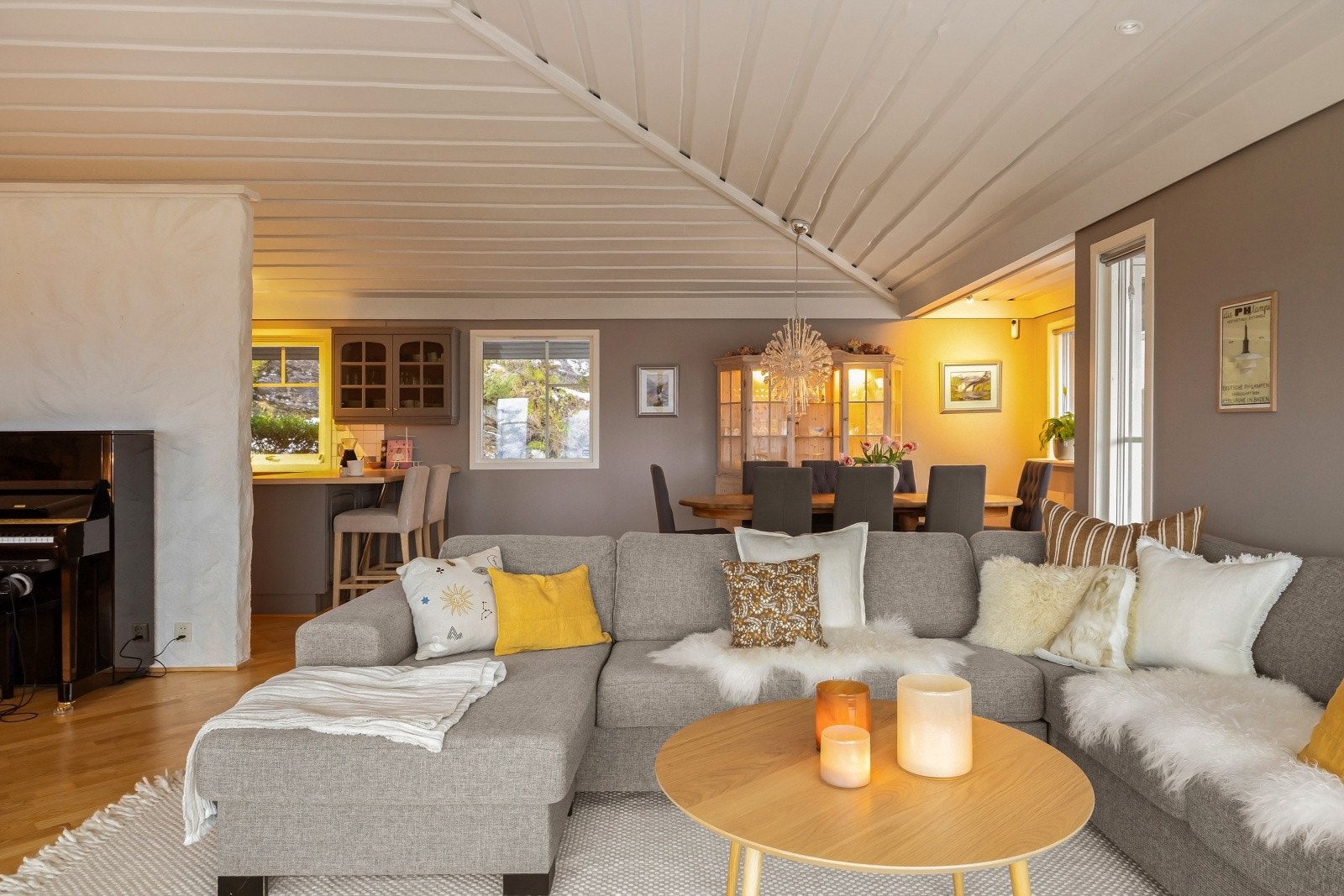 Stue/kjøkken er på nesten 80kvm, så her innredes det etter behov Galleribilde