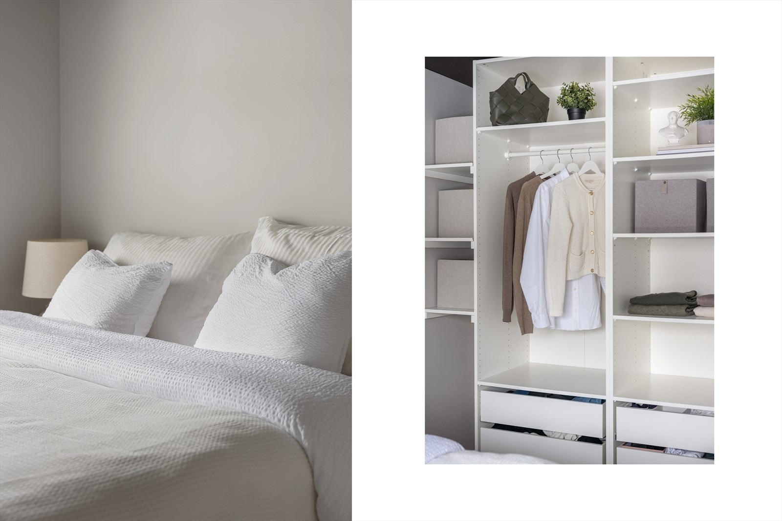 Det er gjennomtenkte detaljer og gode garderobeløsninger på soverommene. Galleribilde