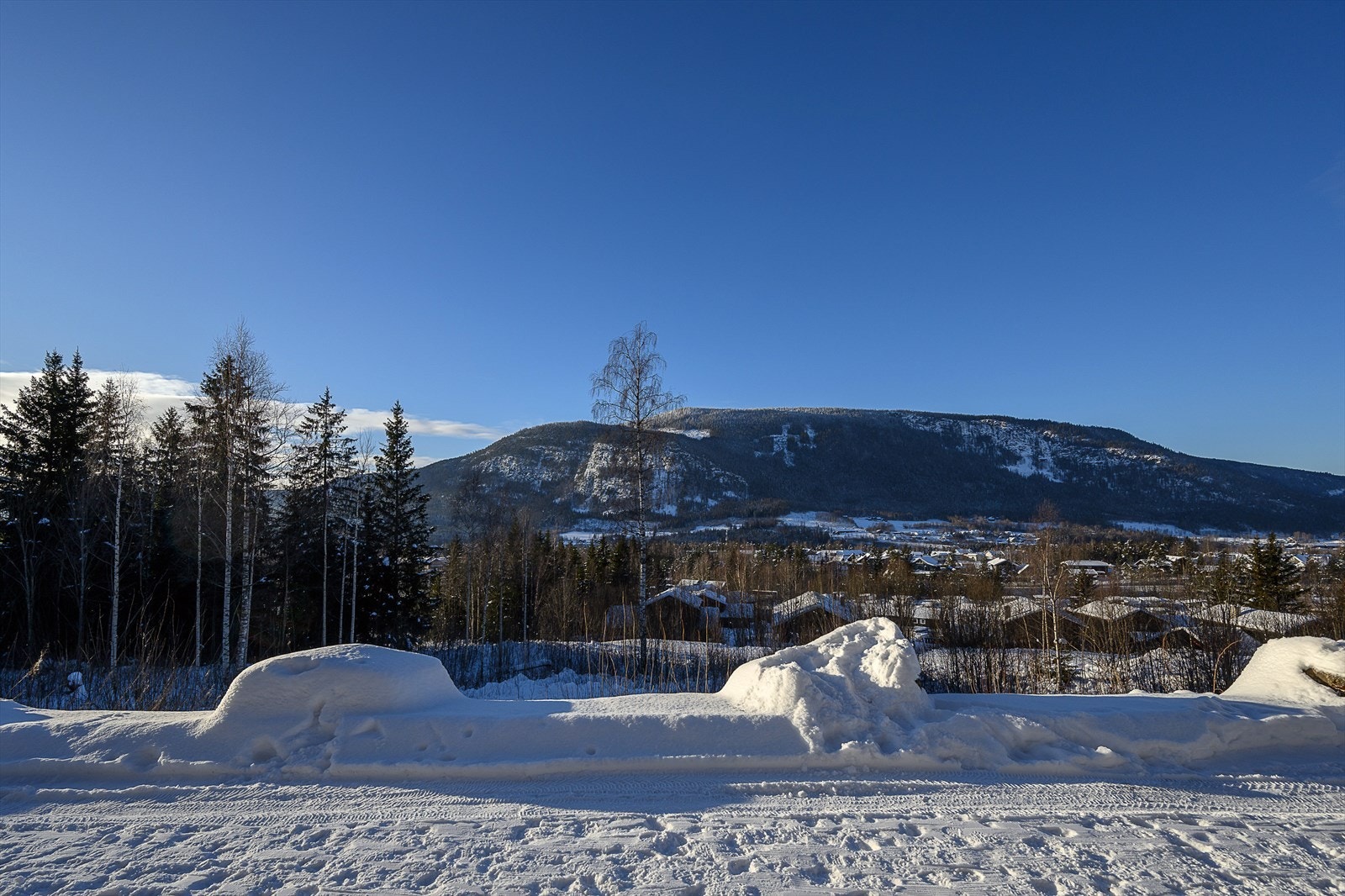 Fra leiligheten har man utsikt mot Fakkelmannen og oppover Gudbrandsdalen. Galleribilde