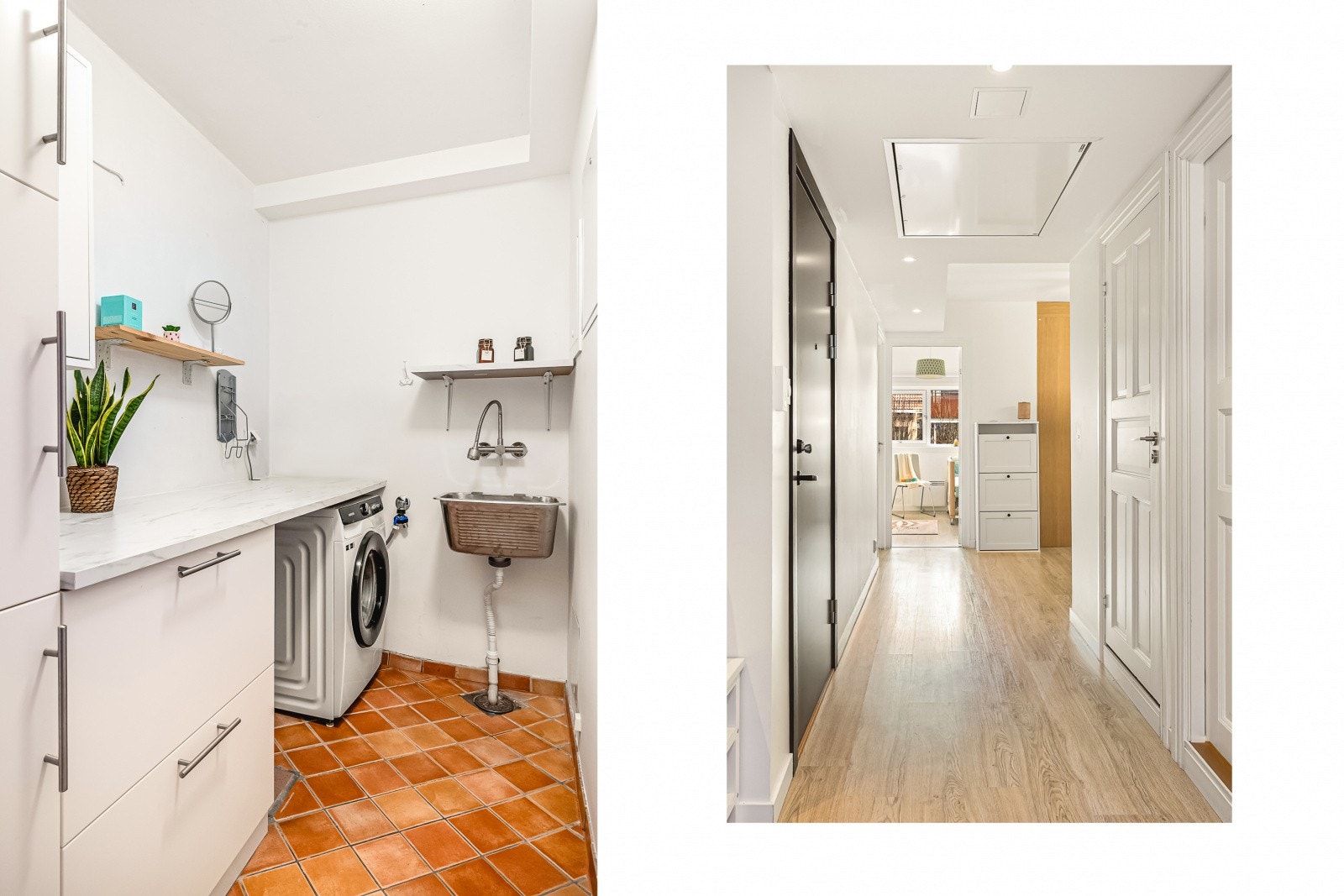 Vaskerommet byr på god arbeidsplass og nyere praktisk oppbevaringsløsning. Unik kvalitet så sentrumsnær! Galleribilde