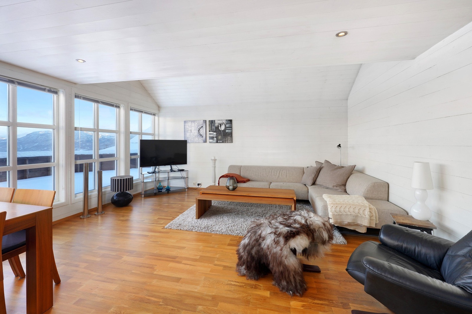 Stuen har god plass til både salong og spisestue Galleribilde