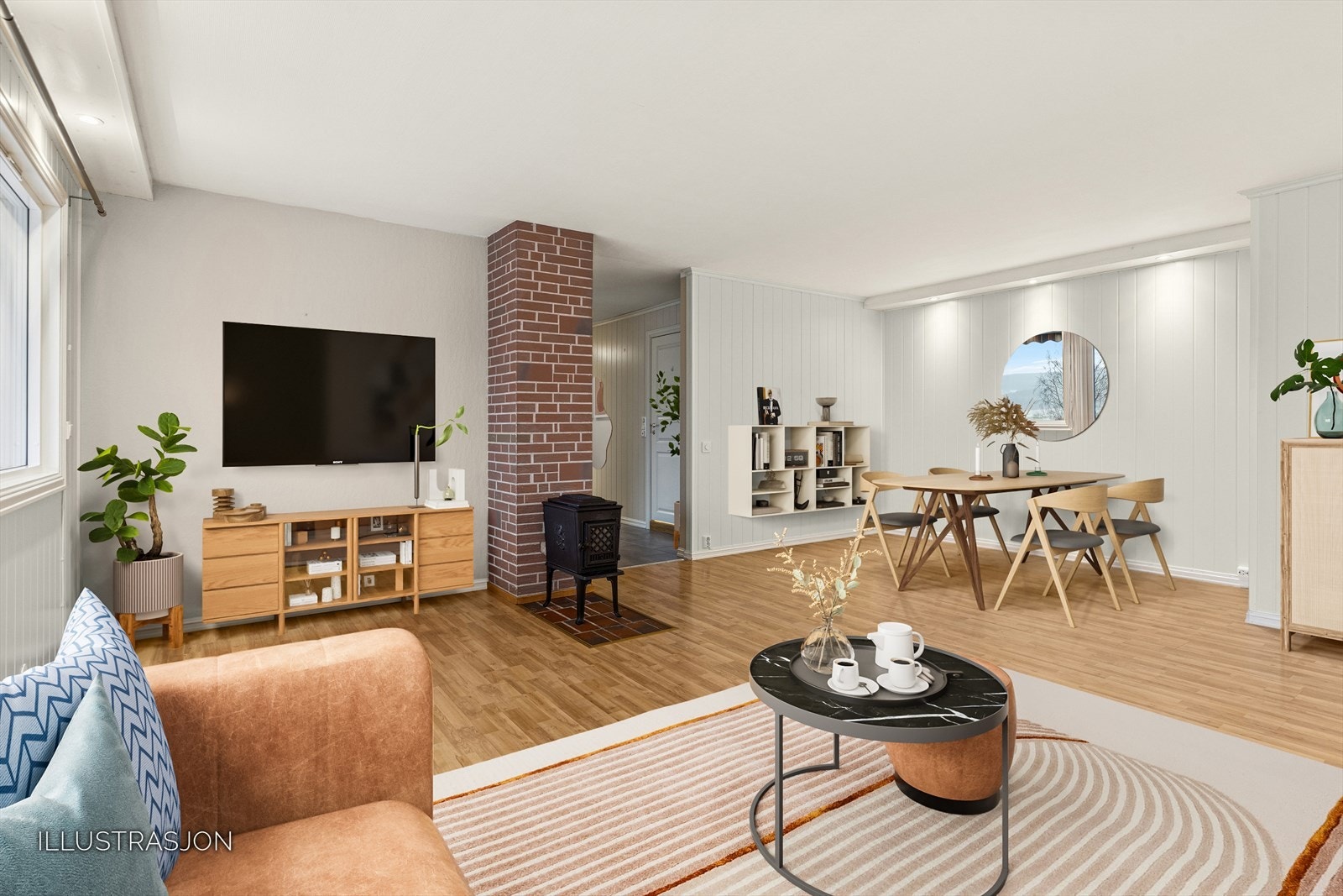 Leiligheten ligger i sokkeletasjen og har gått lysinnslipp. Galleribilde