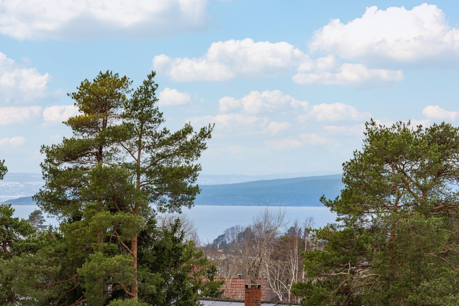 Takterrasse med vidstrakt utsyn og utsikt mot fjorden. Galleribilde