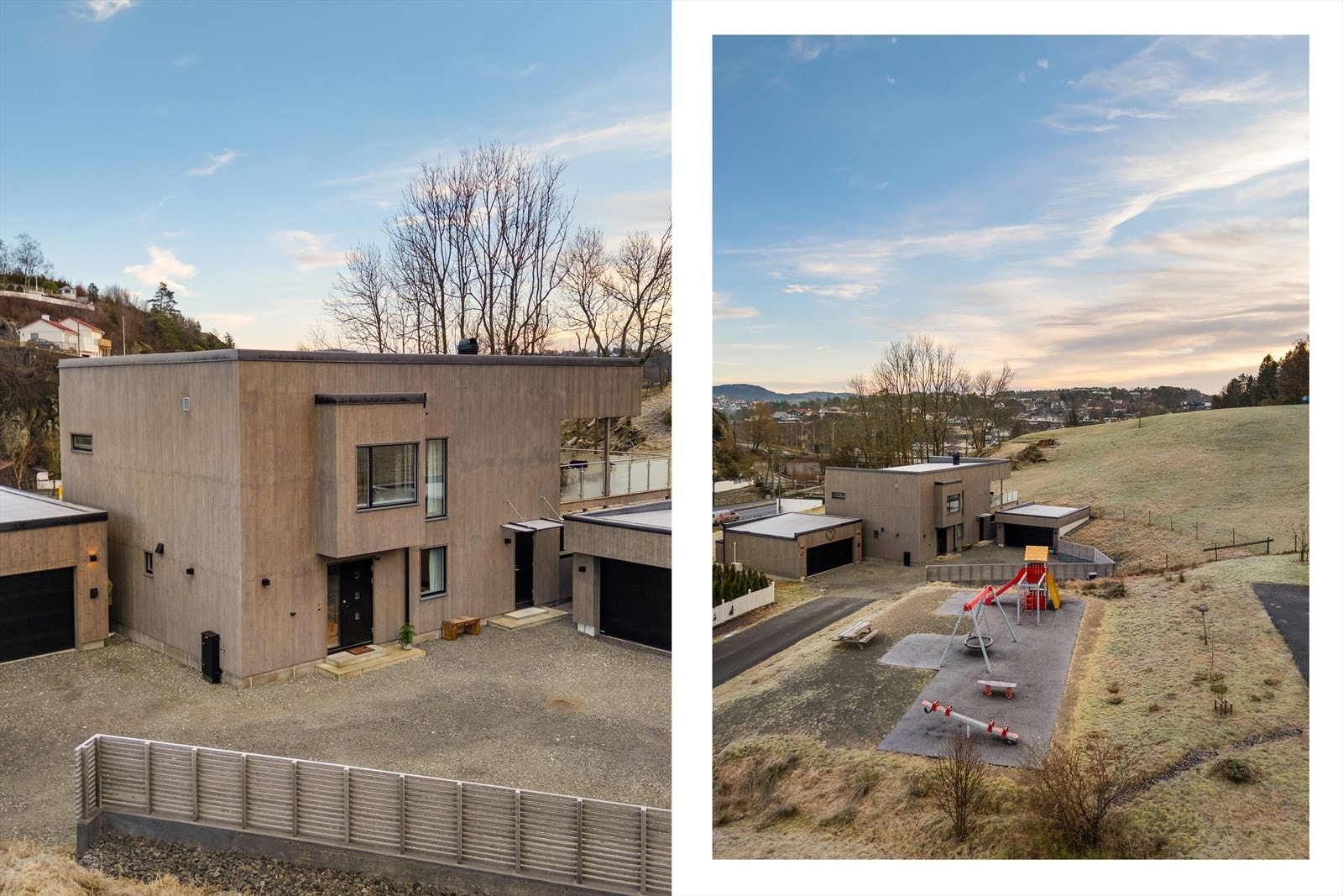 Boligens nærmeste nabo er lekeplassen. Galleribilde