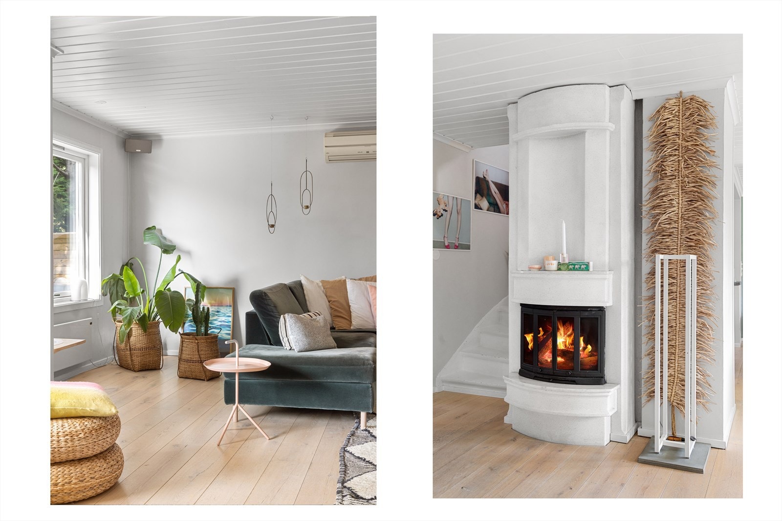 Den stilfulle peisen blir et blikkfang i rommet samtidig som den gir godt med varme Galleribilde