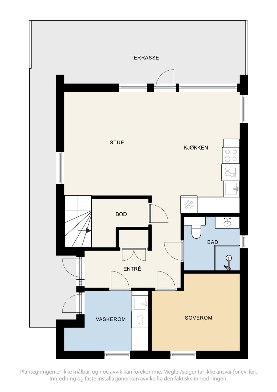 Plantegning av boligens 1.etg Galleribilde