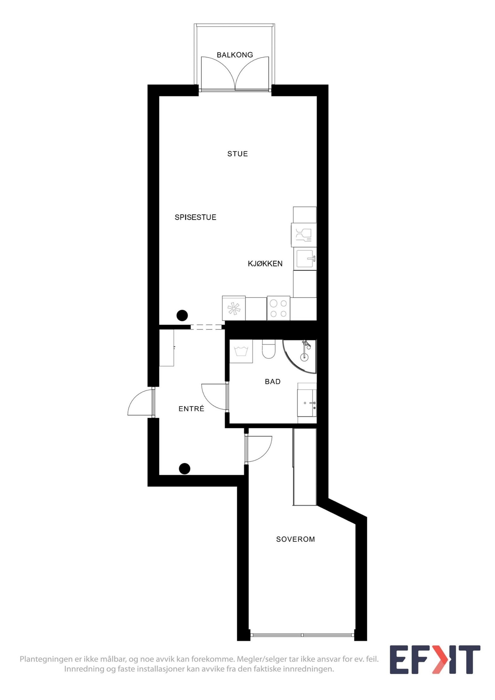 Gjennomgående og arealeffektiv romfordeling Galleribilde