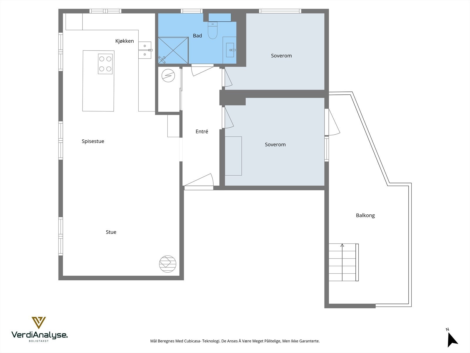 Planløsning over dagens bruk av boligen. Galleribilde