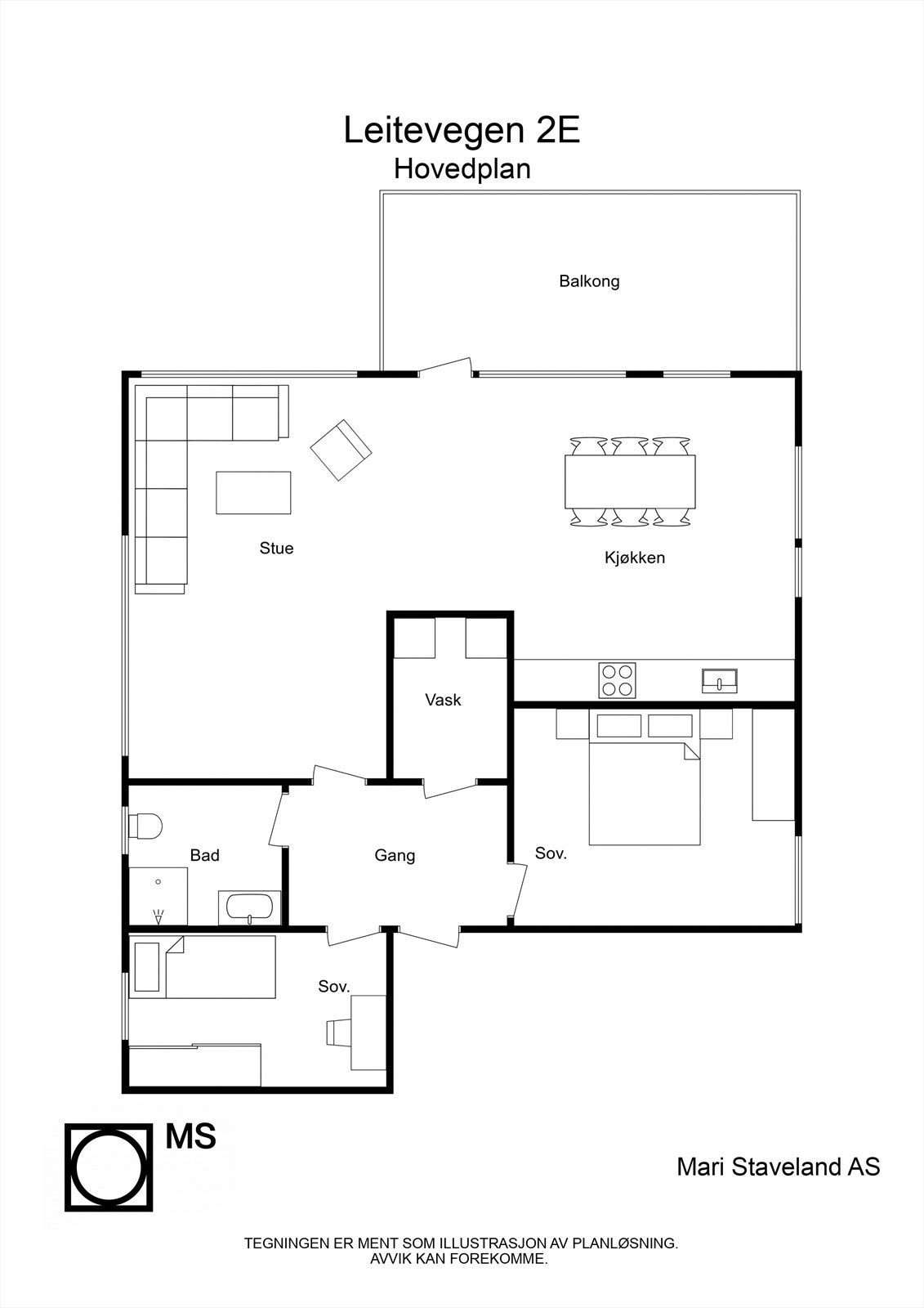 Leitevegen 2E - 2D - Hovedplan - Letterhead Galleribilde