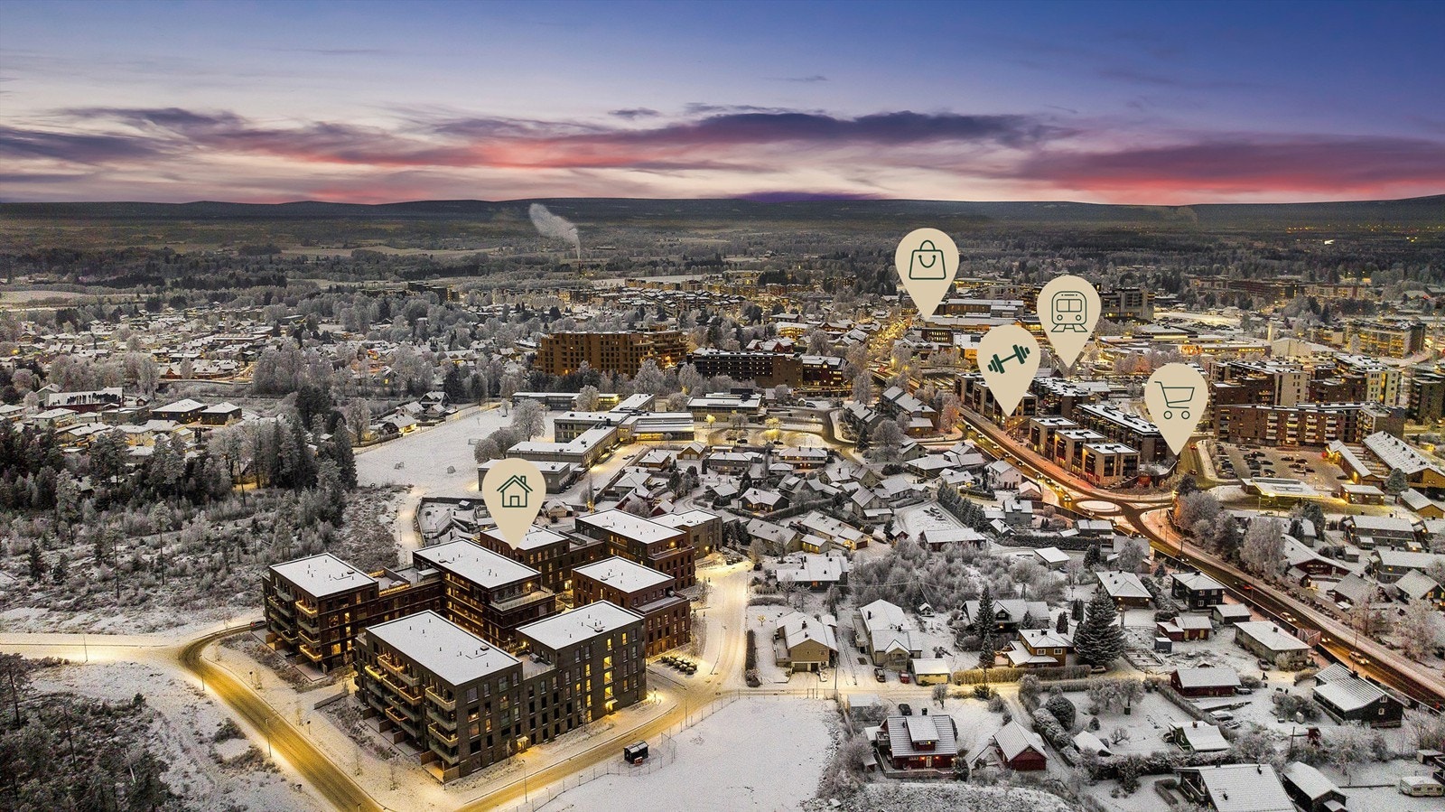 Leiligheten har en sentral beliggenhet med gangavstand til alt du trenger i hverdagen. Galleribilde