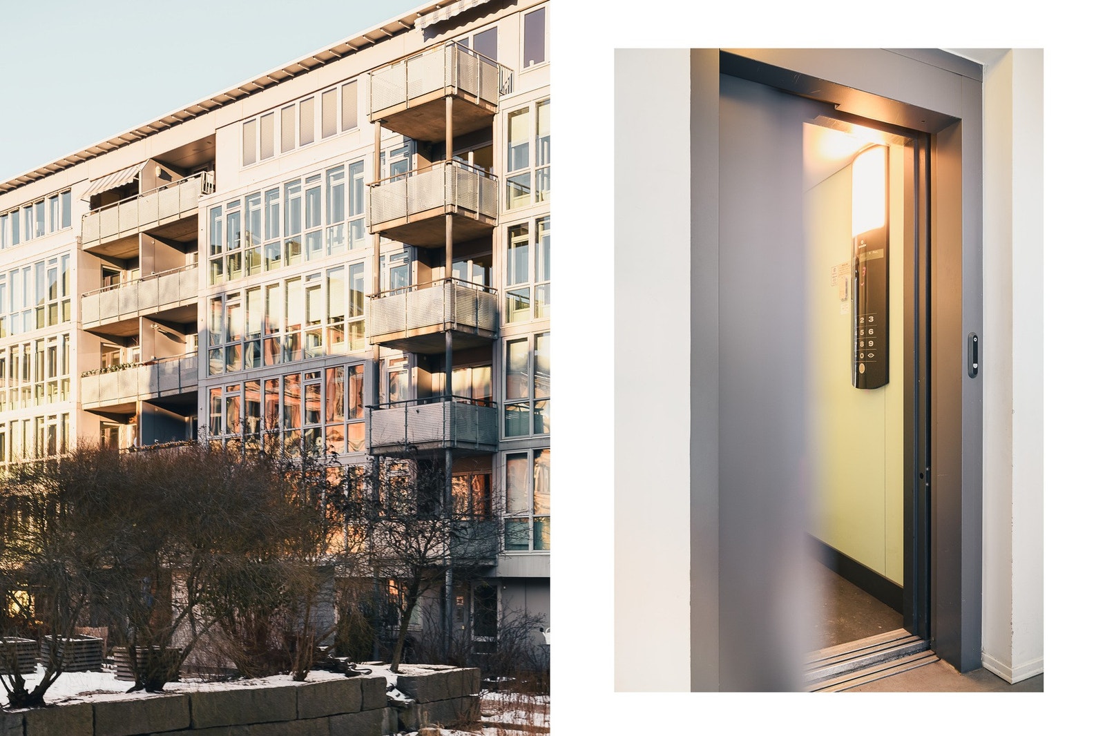 Moderne kvaliteter med heis og vannbården varme i bygget. Galleribilde