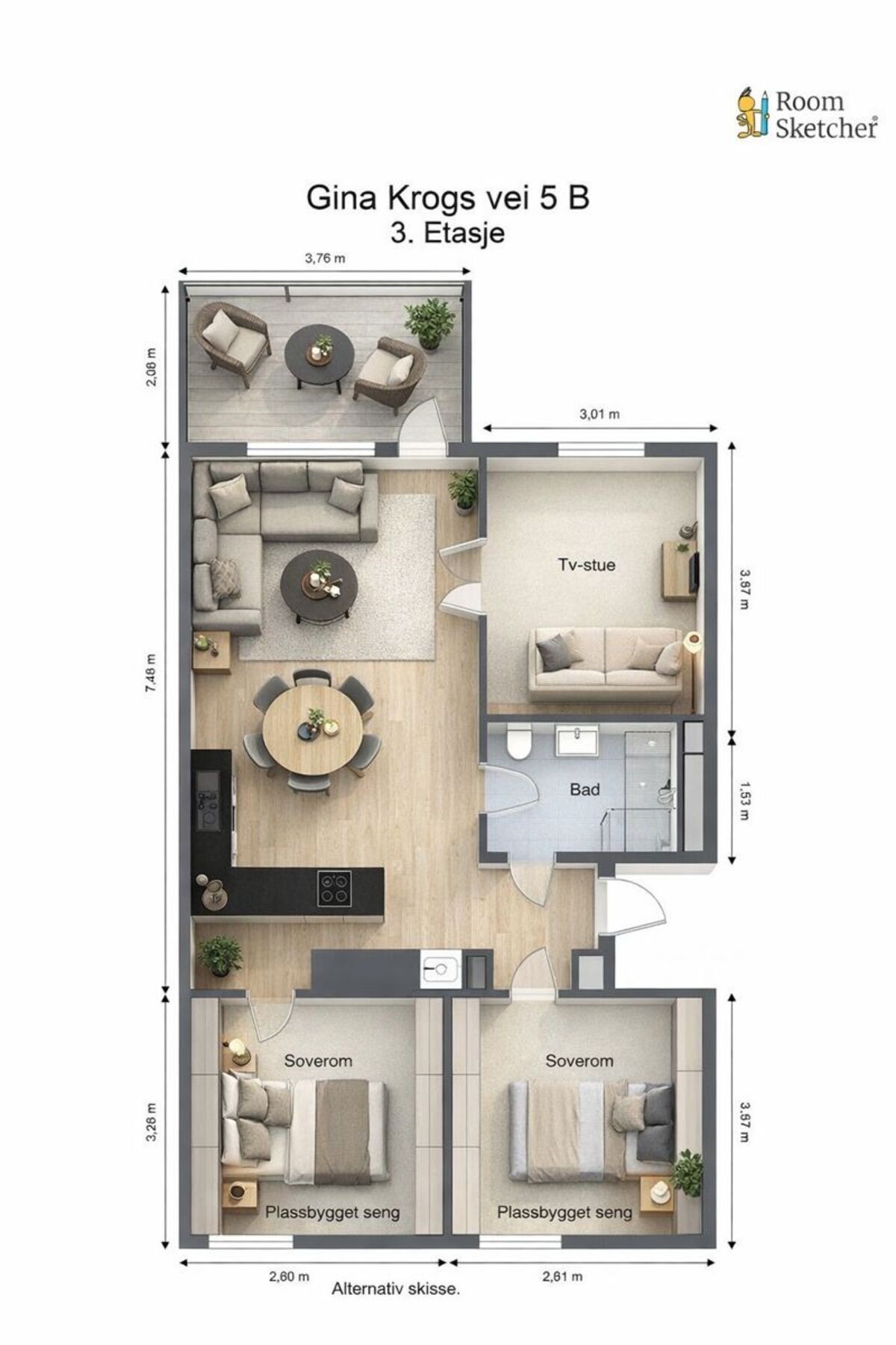 Alternativ møblering-smulighet, kun for illustrasjon. Galleribilde