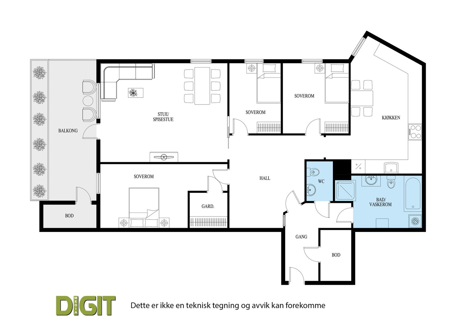 Plantegning - 2. Etasje - Helsethelling 25 Galleribilde