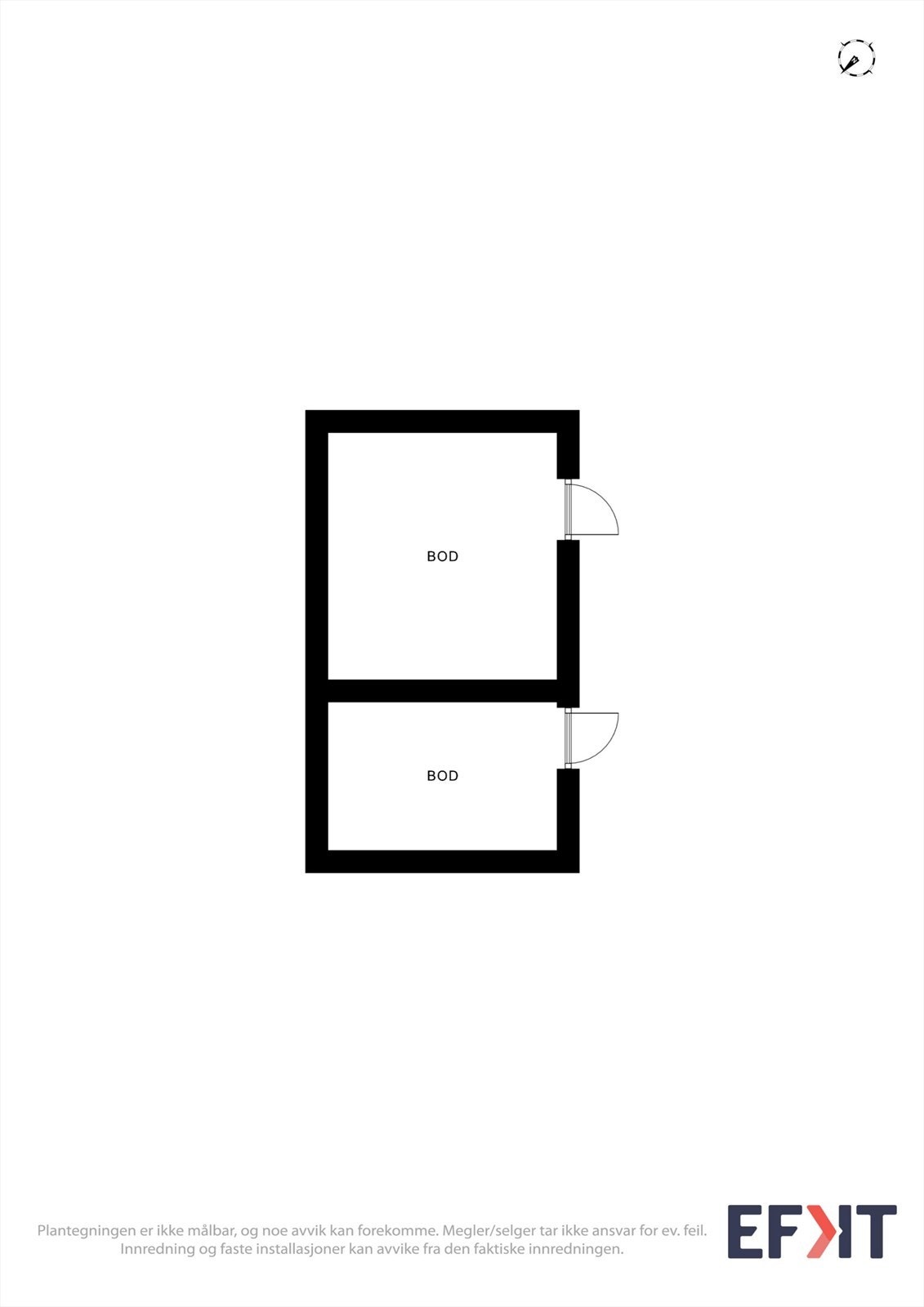 Uthuset på 16 m² er fordelt på to boder, ideelt for ved og redskaper. Galleribilde