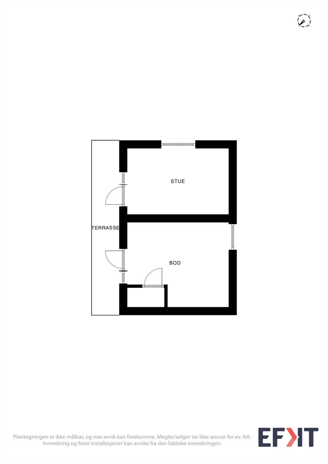 Annekset på 23 m² inneholder et innredet rom, bod og utedo. Galleribilde