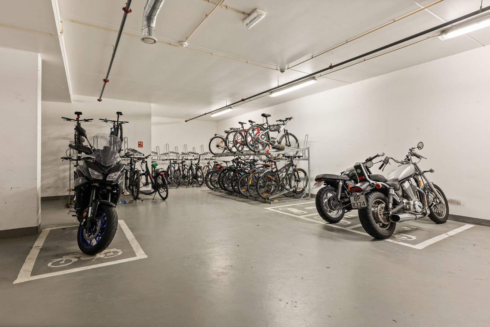 Sykkelparkering i kjelleren. Galleribilde