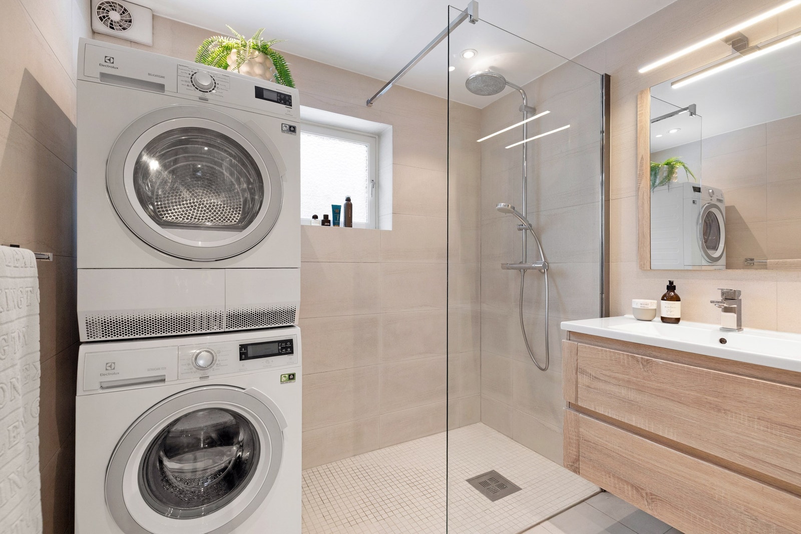 Det er opplegg for vaskesøyle på badet Galleribilde