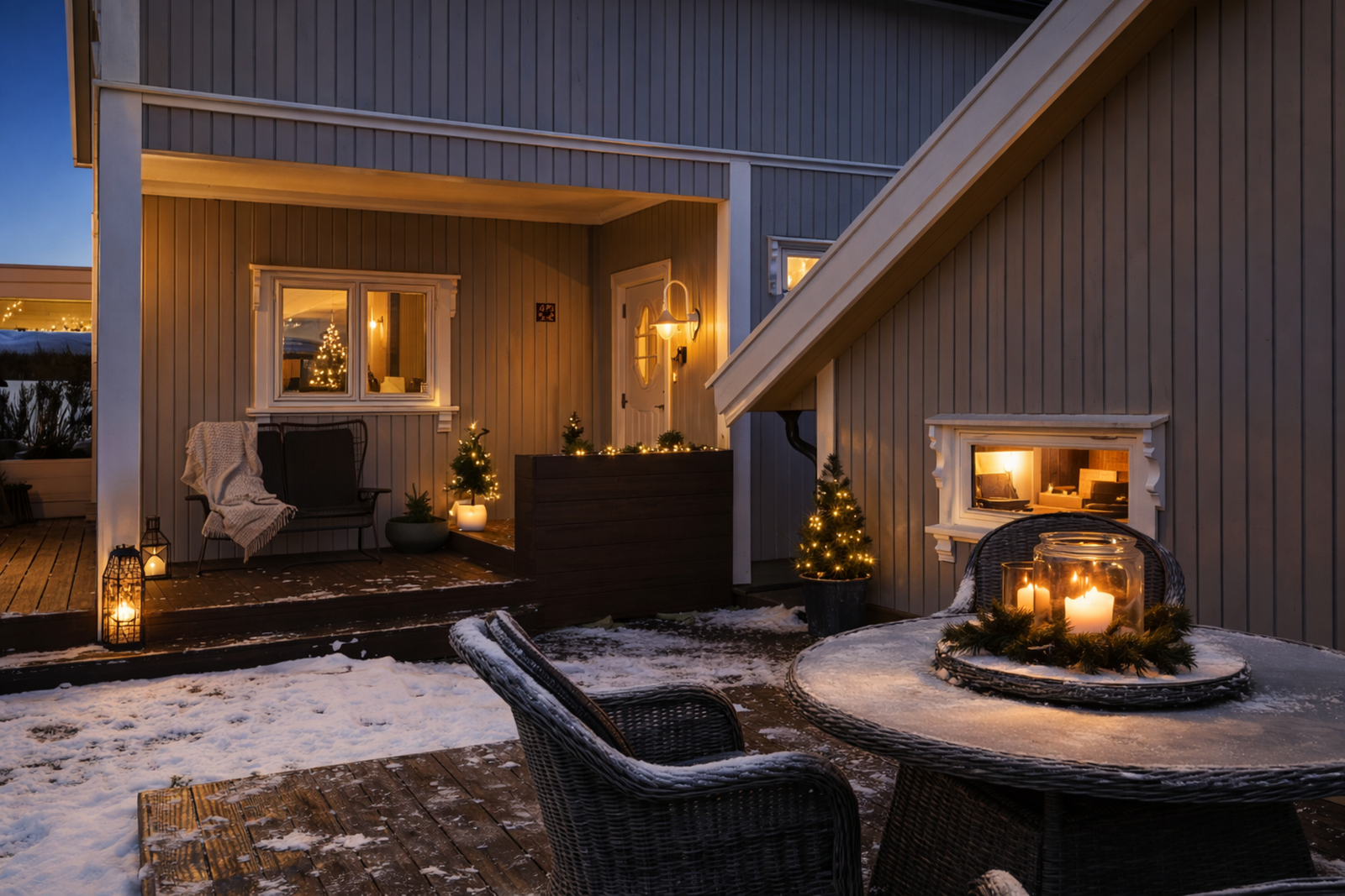 Hjemlig vinterkveld med stearinlys, Galleribilde