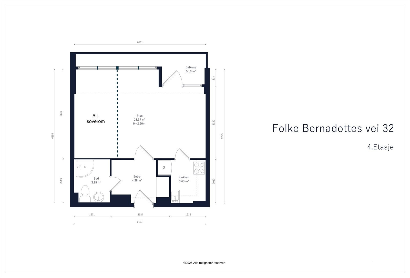 Alternativ planløsning (2-roms leilighet) Galleribilde