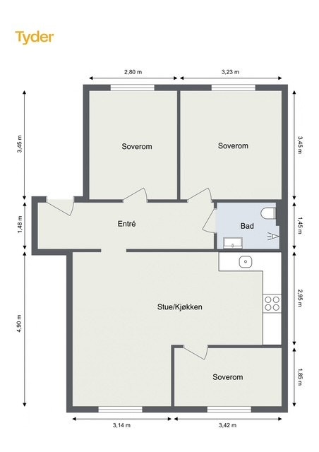 Plantegning Trondheimsveien 111B. Galleribilde