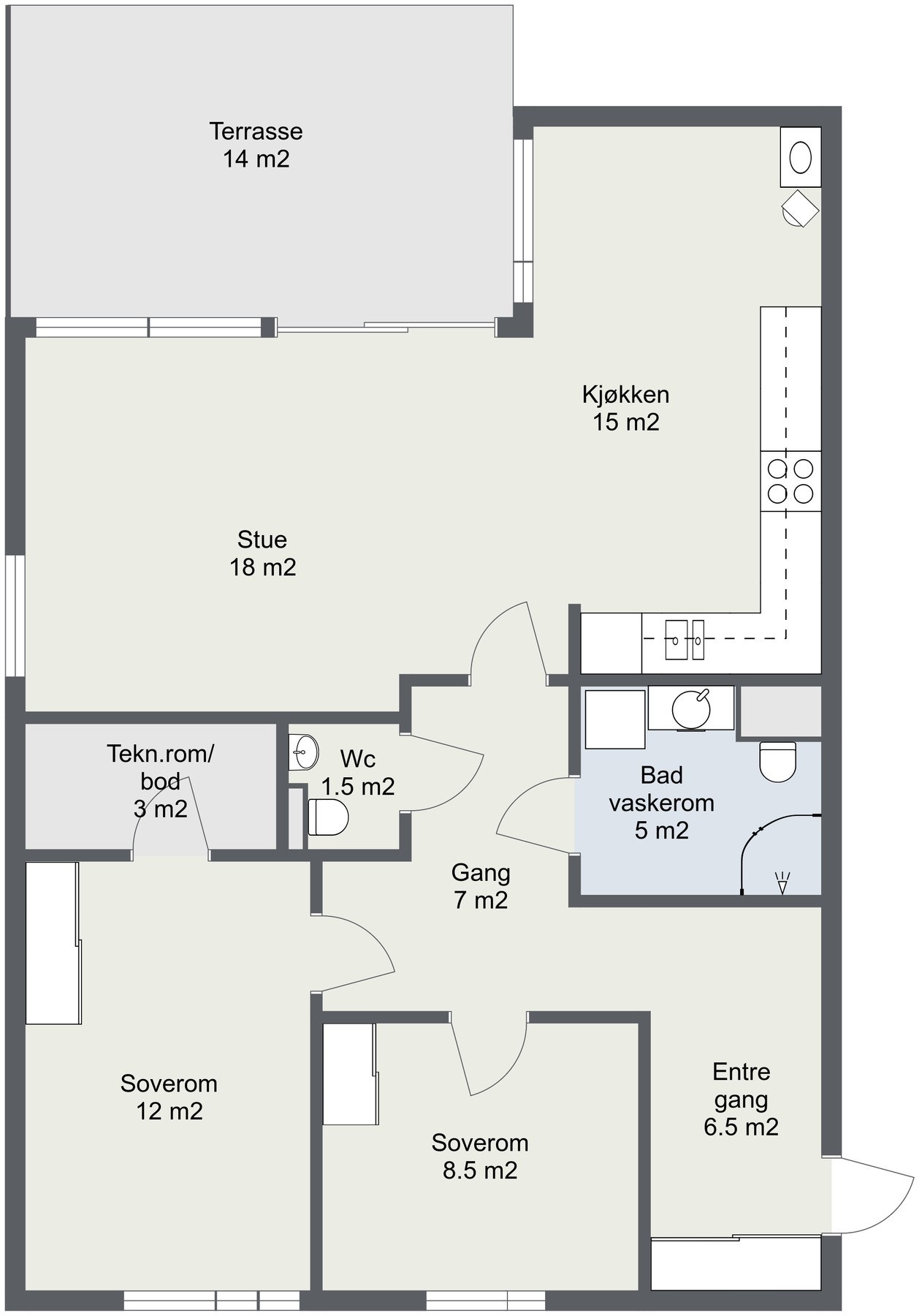 Planskisse Rimfaksevegen 12D. Galleribilde