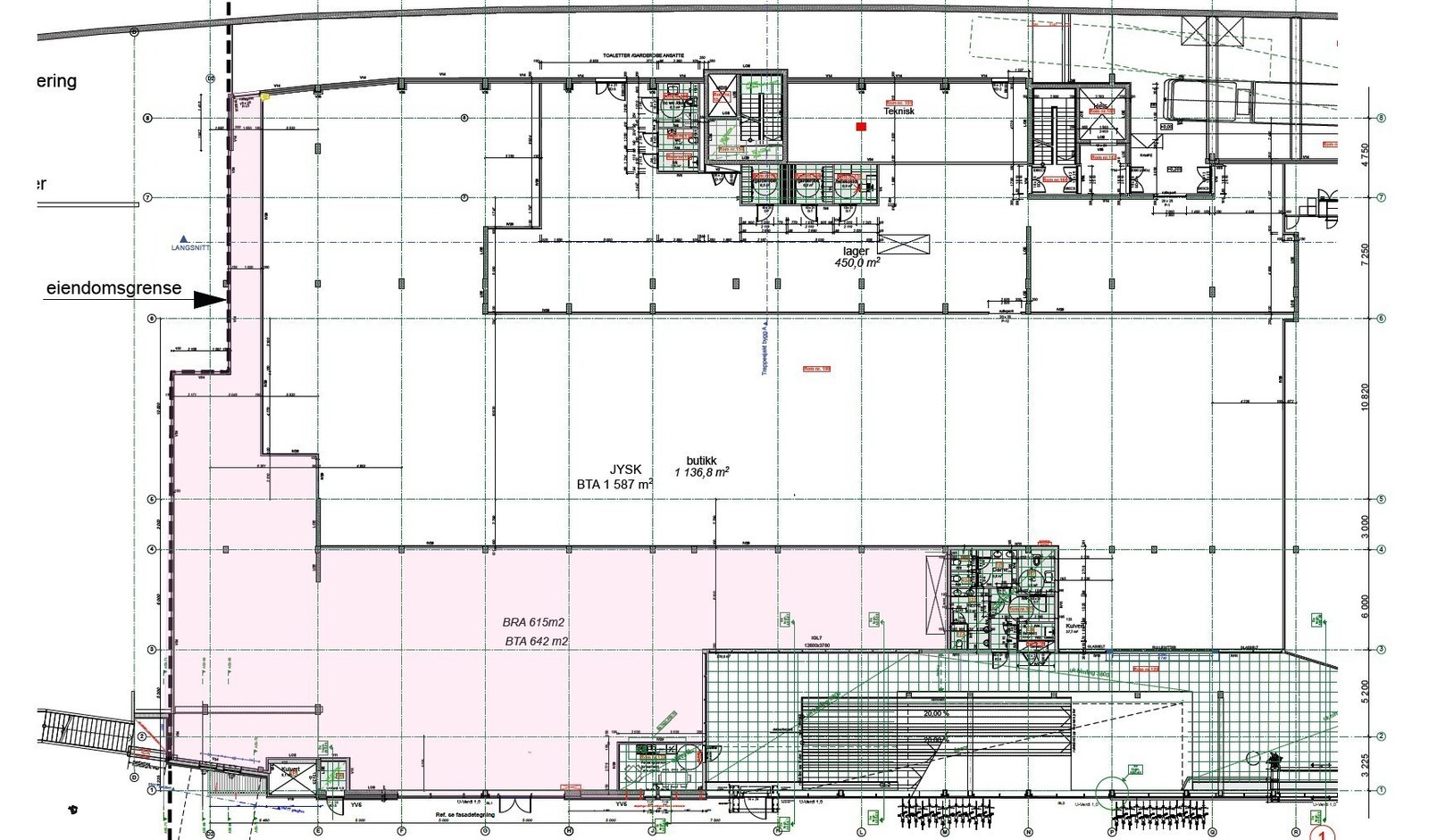 Området markert i farge er område som leies ut. Galleribilde