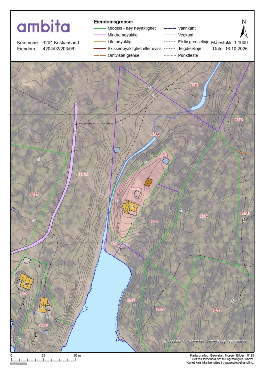 Opprinnelig Kart fra Ambita: Gnr./Bnr.: 92/44 kan kjøpes mot pristillegg. Gnr./Bnr.: 92/26 har vi også for salg og kan kjøpes i tillegg Galleribilde