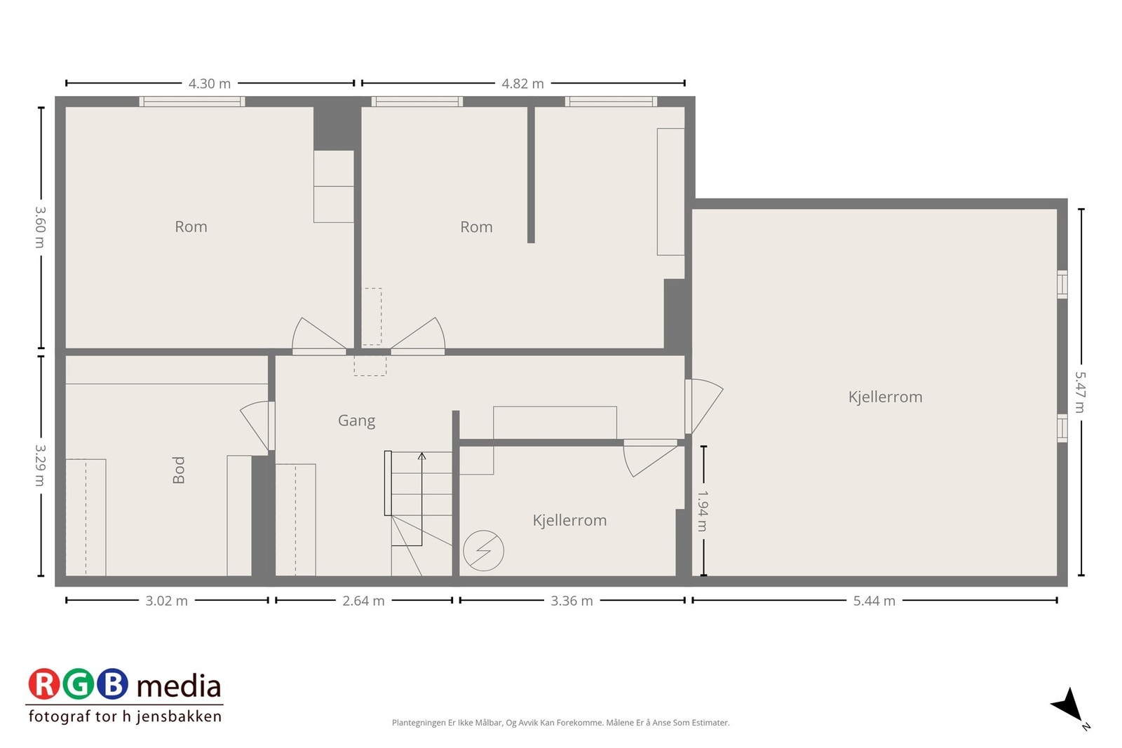 Plantegning underetasje. Deler av kjeller er ikke omsøkt og ikke reg. i kommunen. Galleribilde