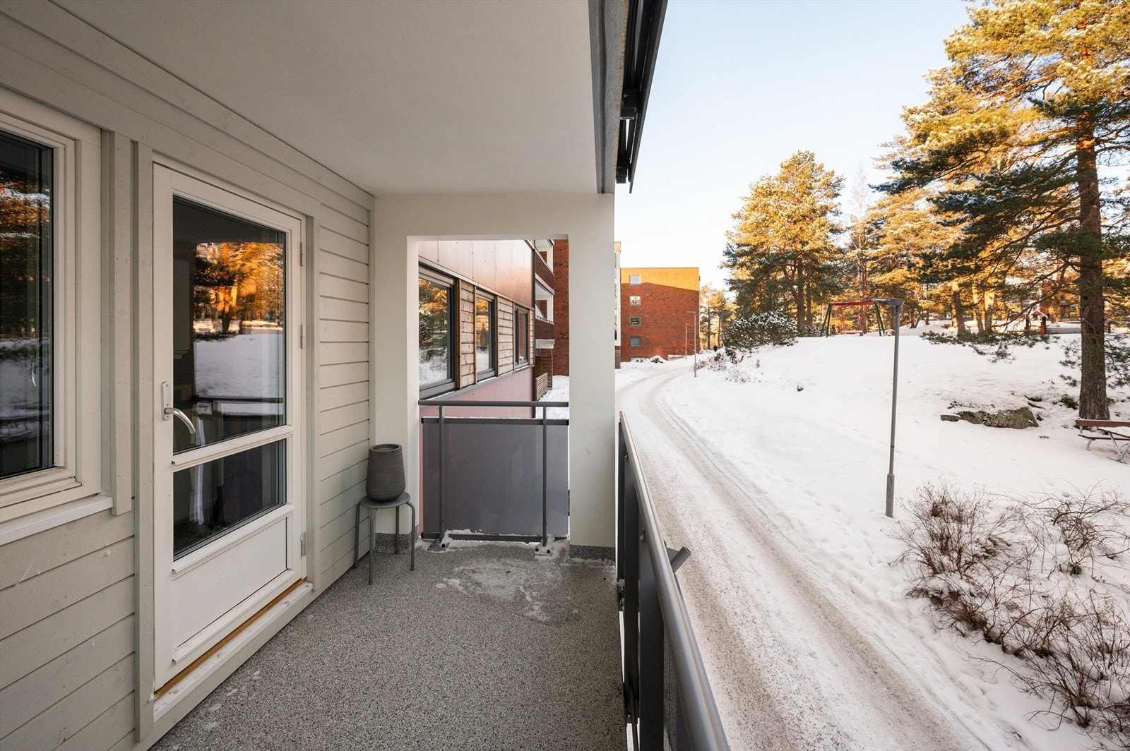 Herfra har du utsyn over de barnevennlige og bilfrie fellesområdene. Galleribilde