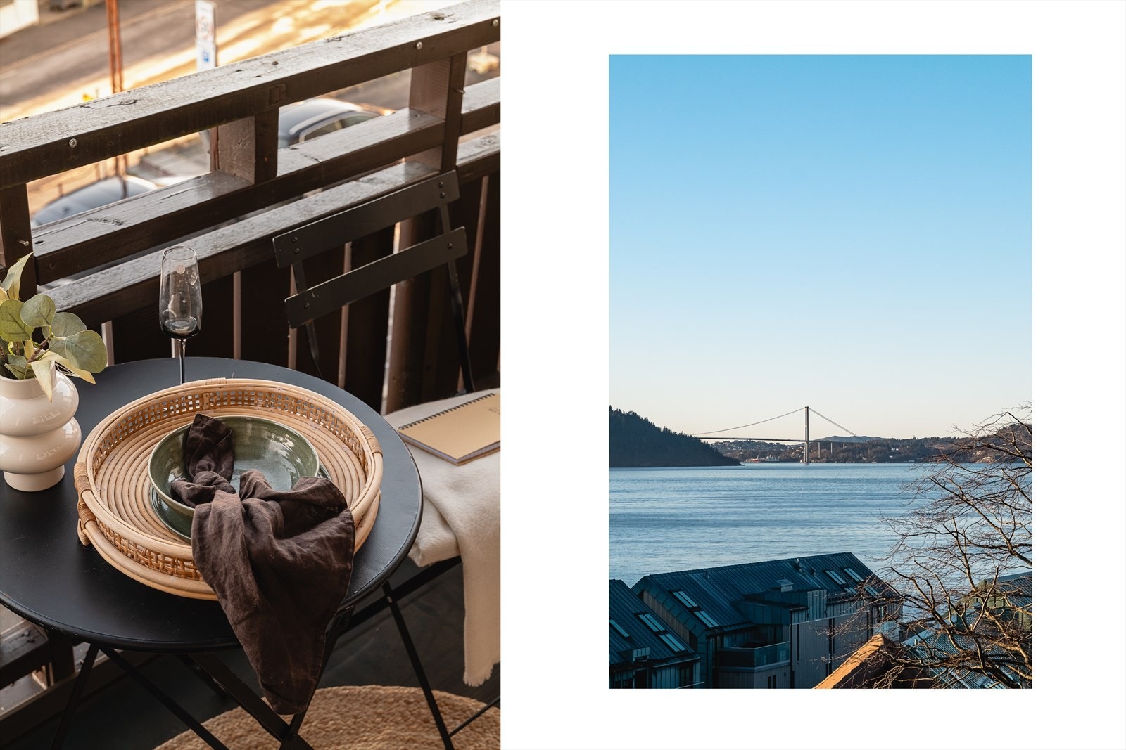 Balkong er 6 m². Sol fra formiddag til den går ned bak Askøy de sene sommerkveldene. Galleribilde