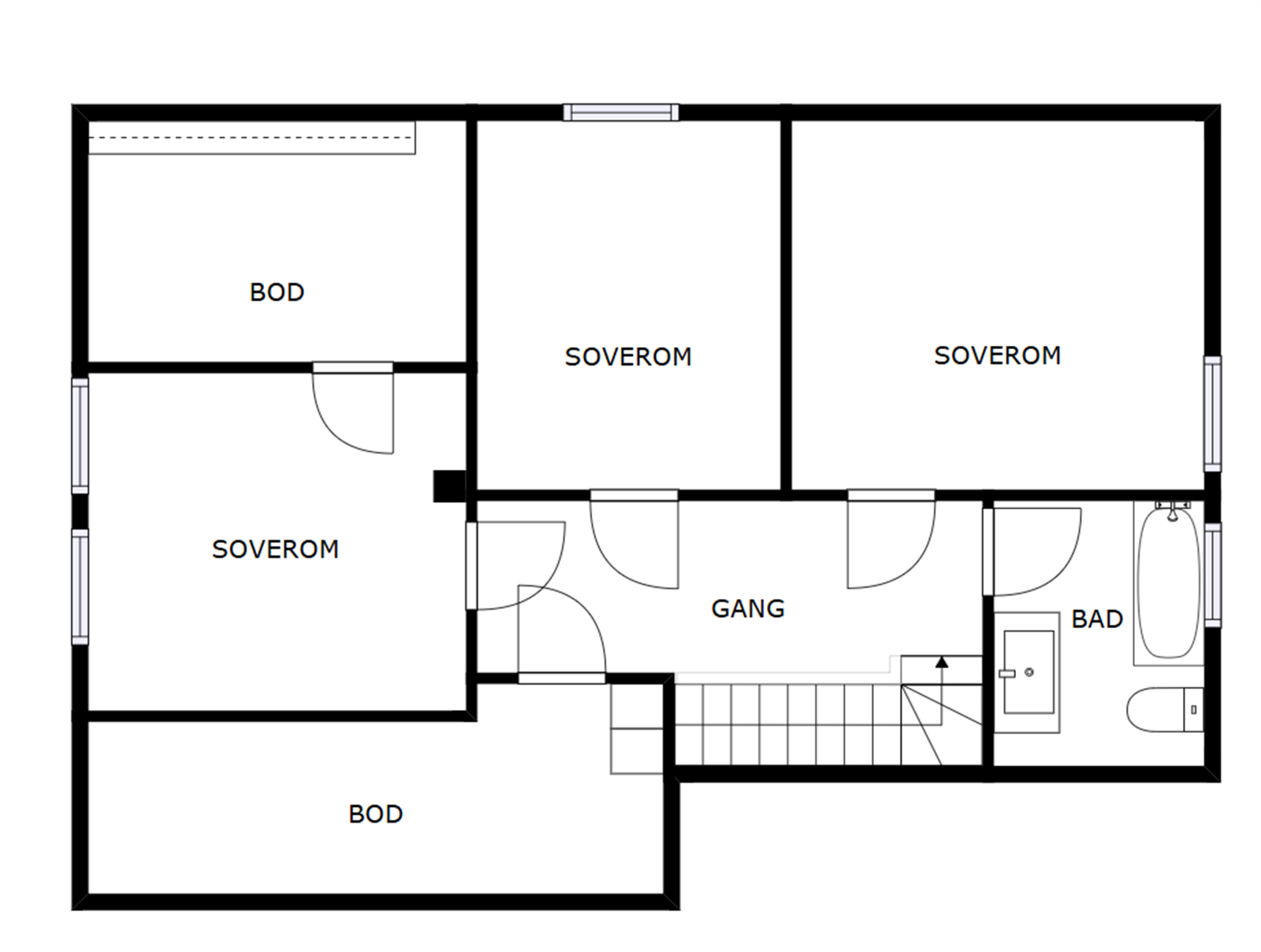 Veiledende skisse av andre etasje. Galleribilde