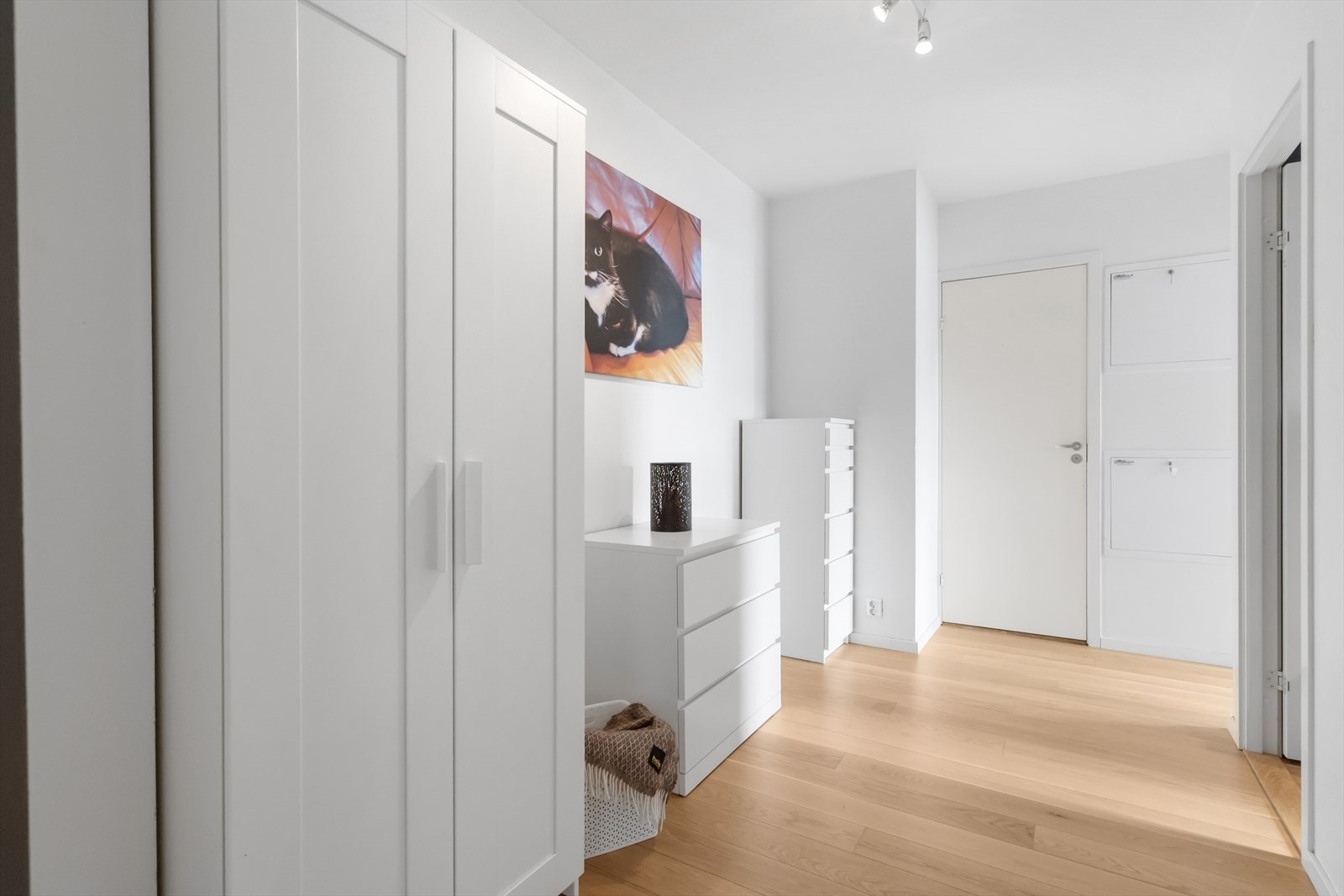 Gangen har god størrelse og byr på mange muligheter for oppbevaring Galleribilde