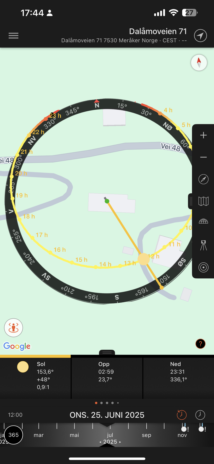 Solforhold midtsommers. Galleribilde