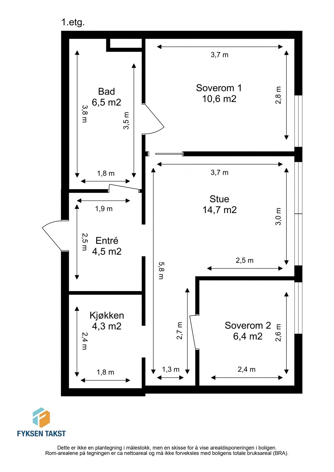 Målsatt planskisse. Galleribilde