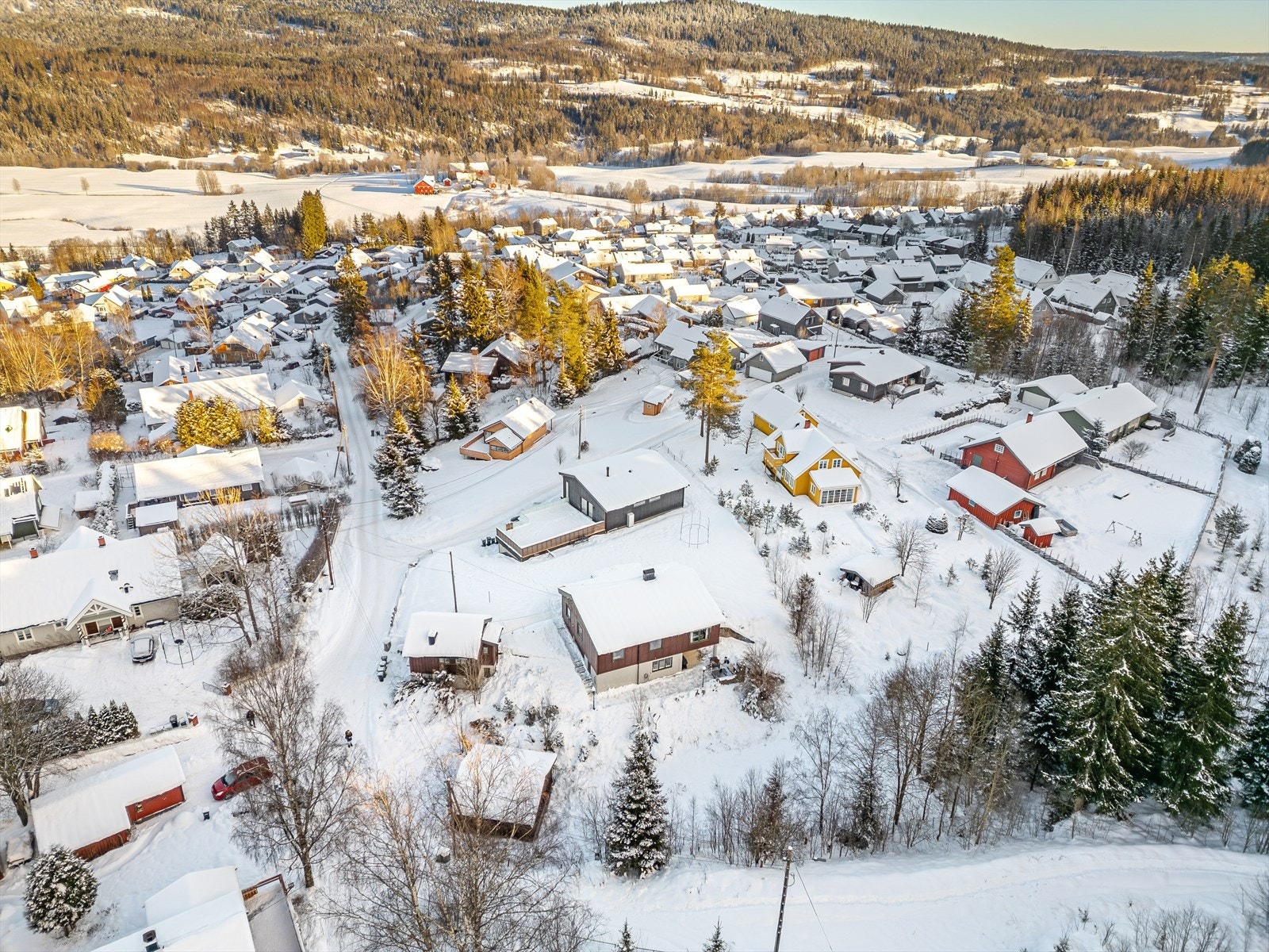 Et etablert og idyllisk boligområde på Rudstein i Nittedal. Galleribilde