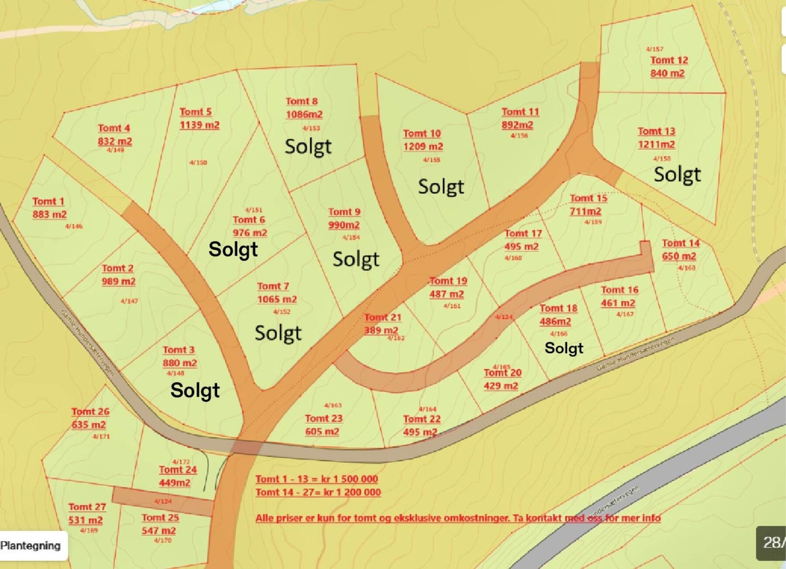 Oversikt over solgte tomter pr 26.1.2026 Galleribilde