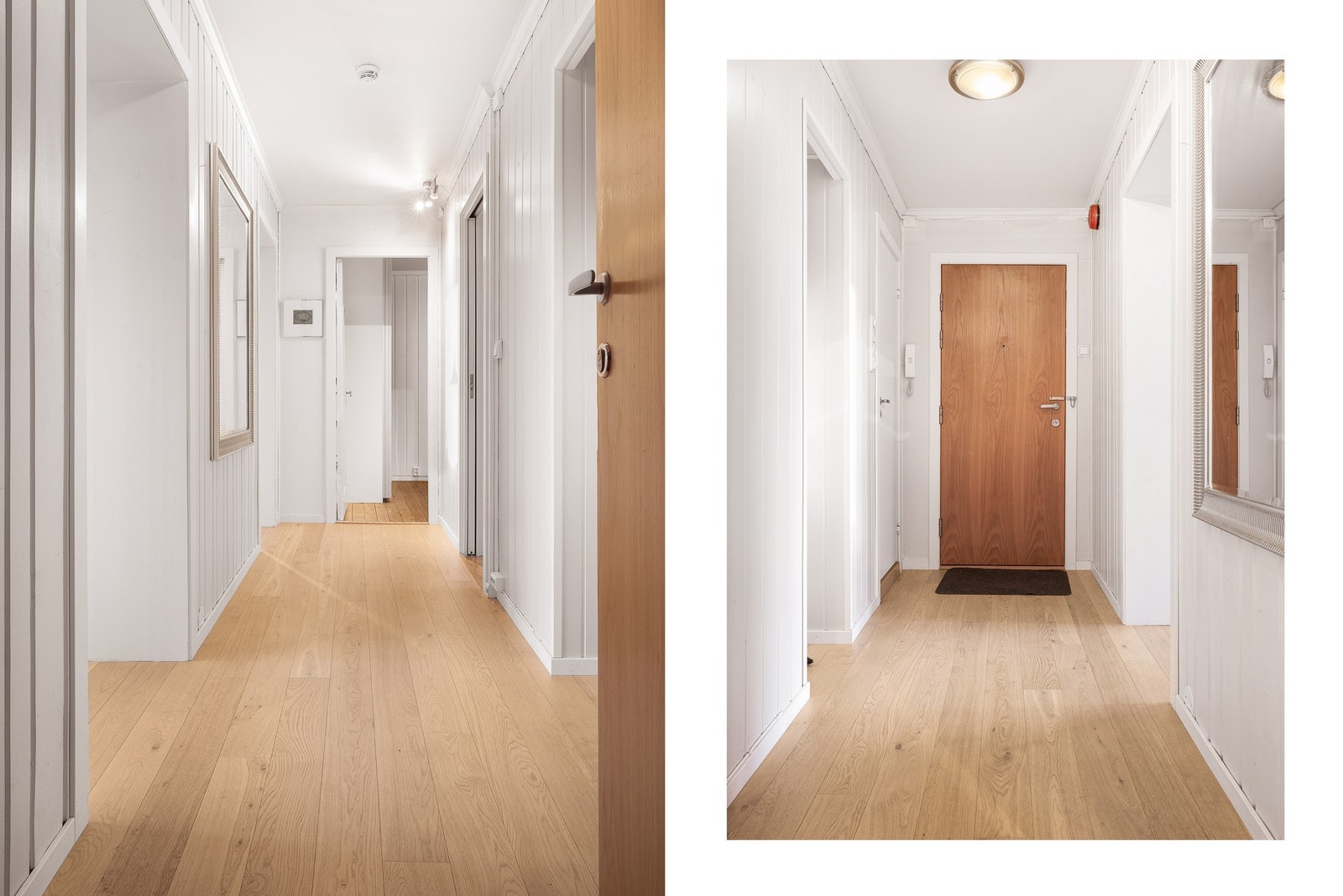 - I hovedetasjen finner du en innbydende entré med en naturlig nisje til oppheng og sko - Galleribilde