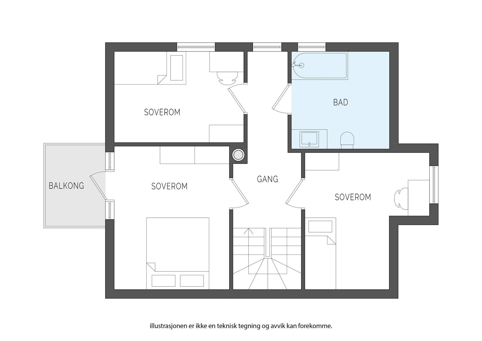 Planløsning illustrasjon 2. etasje Galleribilde