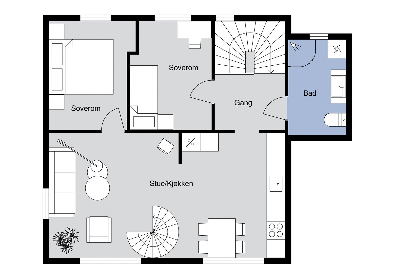Boenhet 2: Plantegning 2. etasje. Galleribilde